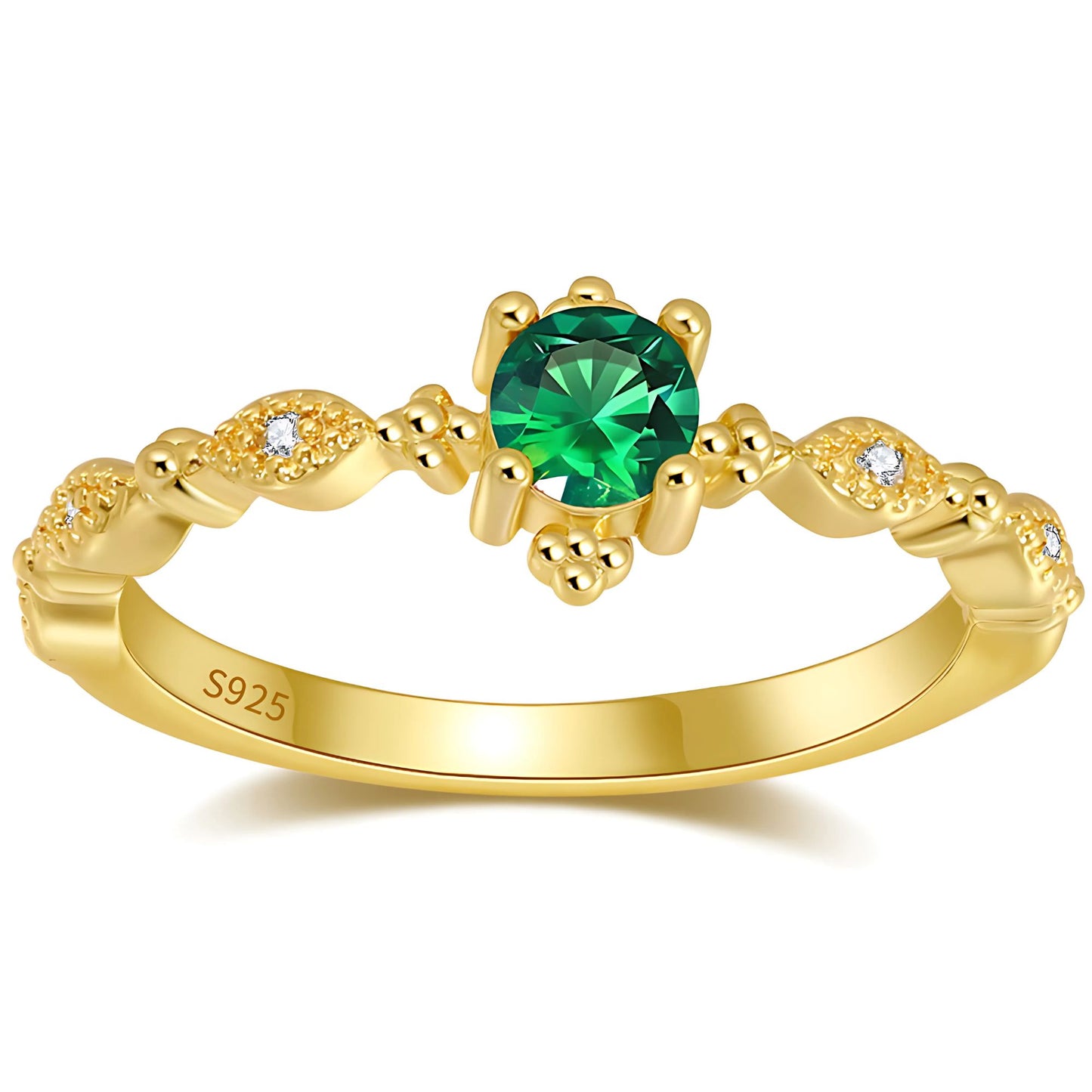 ThaliaBirthstoneEngagementRingSterlingSilverCzWomenGingerLyneCollection_Green-Gold-1