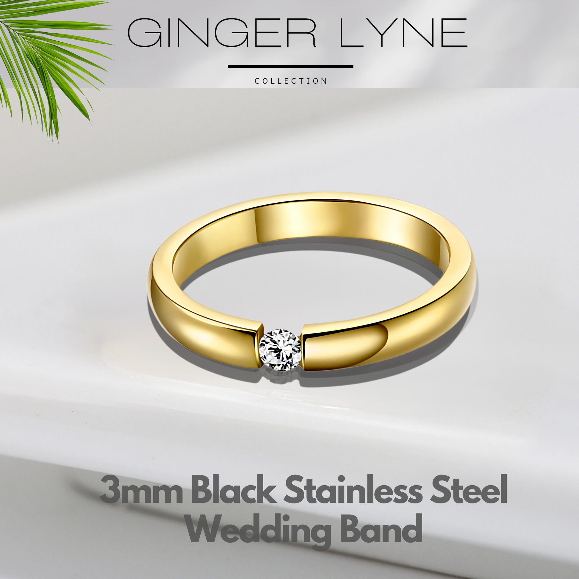 WeddingBandRingforWomenorMenGoldStainlessSteelCrystalGingerLyneCollection_Gold-2