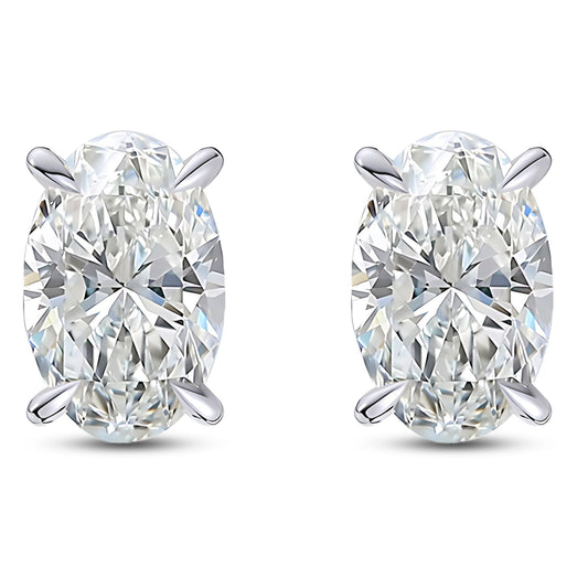 Oval Cut Stud Earrings for Women .86 Ct Simulated Diamond Sterling Silver Ginger Lyne