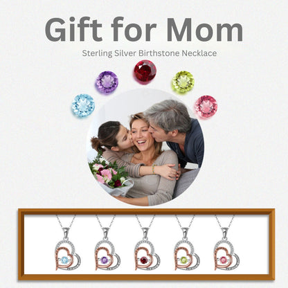 Birthstone Mom Necklace for Mother by Ginger Lyne Sterling Silver Swinging CZ - January