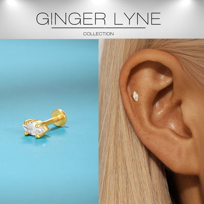 MarquiseCZFlatBackEarringsforCartilageHelixTragusLobe14KtGoldPlatedSterlingSilver1pairbyGingerLyne_Gold-2