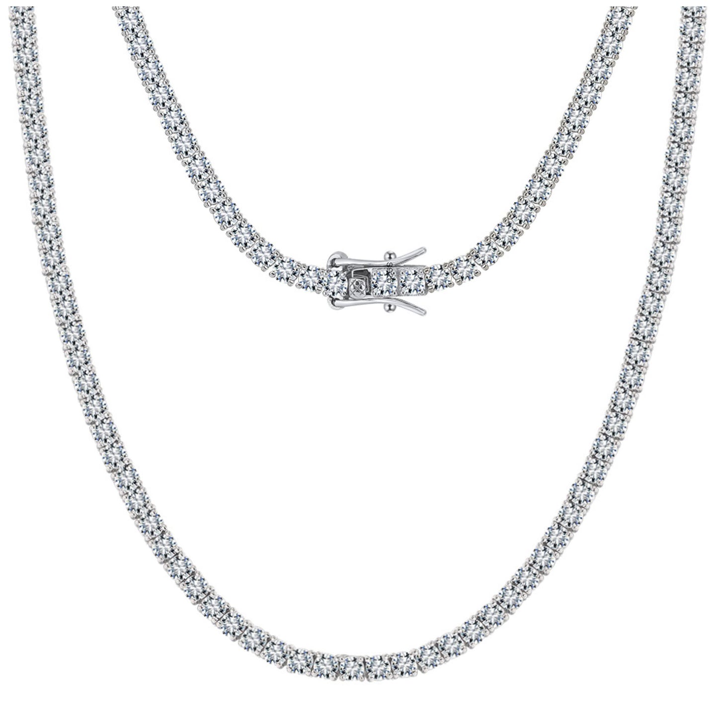 TennisNecklaceforWomenSterlingSilver3mmor5mmCubicZirconia16or18"LengthsbyGingerLyne_Clear-1