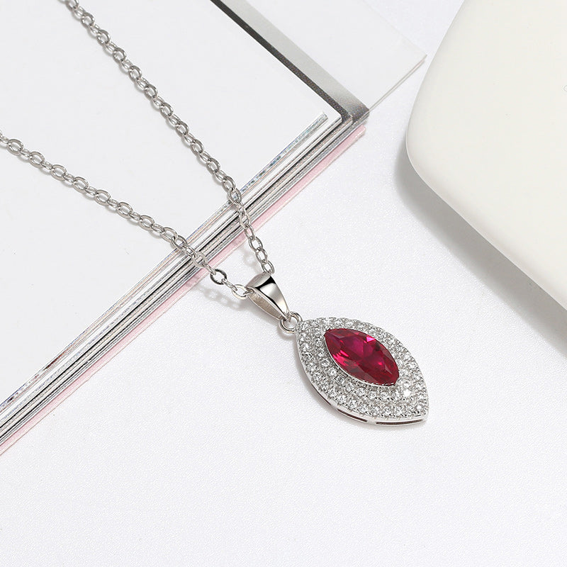 Pendant Necklace for Women Marquise Red Cz Sterling Silver Ginger Lyne Collection