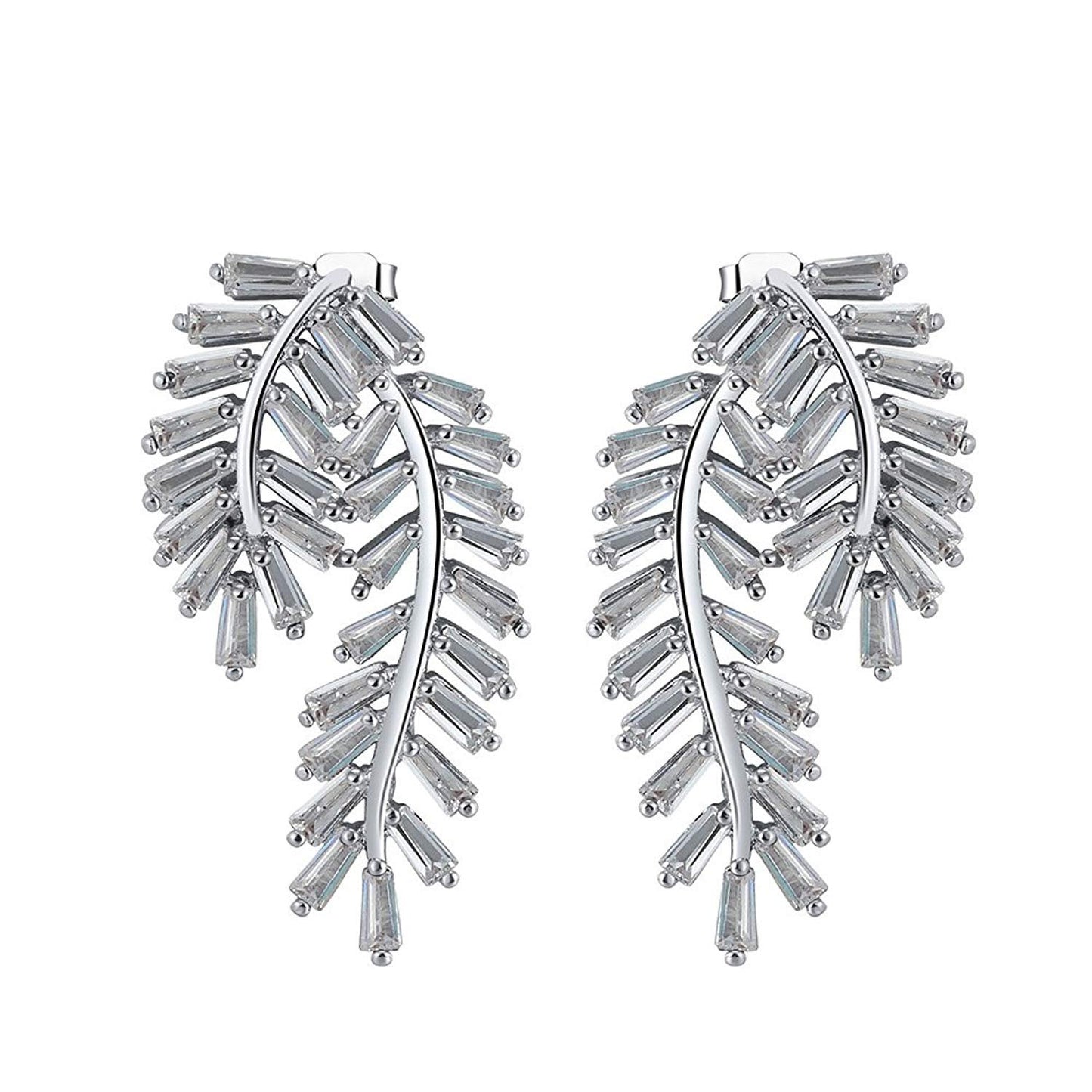 CurvedLeafStudDropEarringsforWomenClearCubicZirconiaGingerLyneCollection_Silver-1