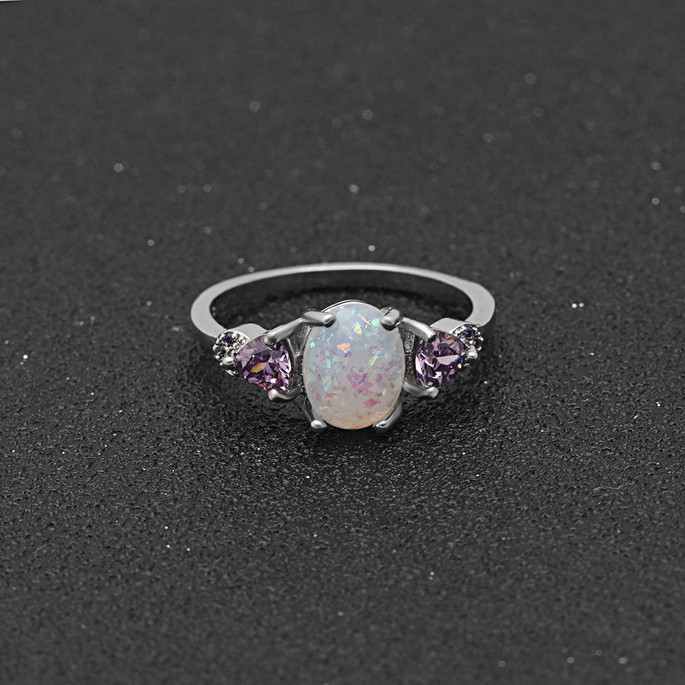 Celia Fire Opal Ring Purple Engagement Womens Ginger Lyne Collection