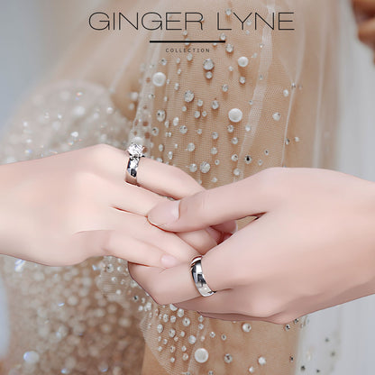 KindallWeddingRingSetforwomenGoldStainlessSteelEngagementRingandBandbyGingerLyne_Silver-4