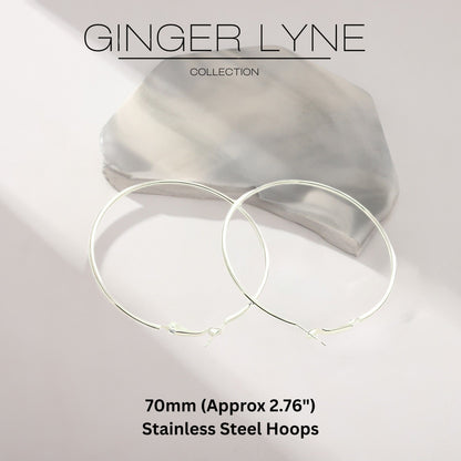 ThinLargePlainHoopEarringsforWomen70mmStainlessSteelGingerLyneCollection_Silver-3