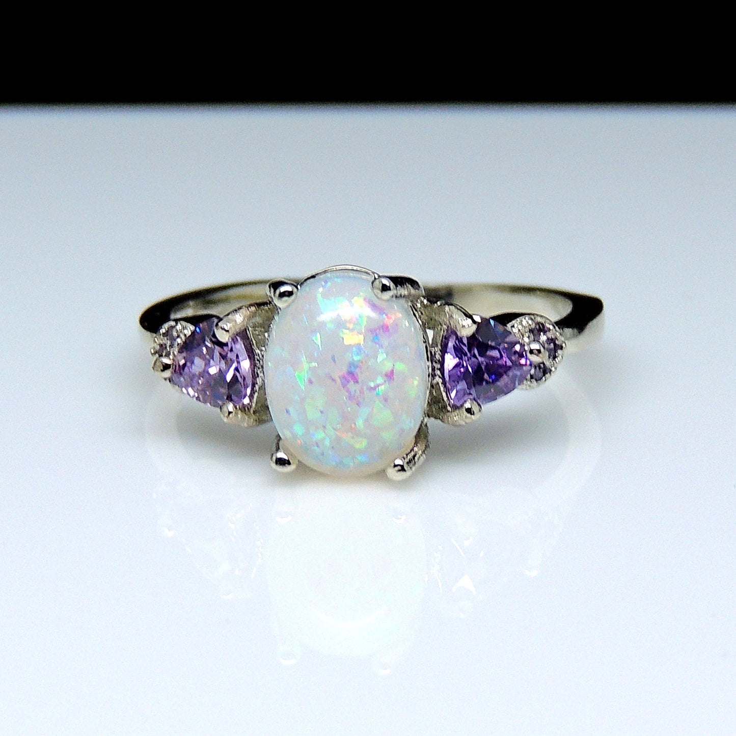 Celia Fire Opal Ring Purple Engagement Womens Ginger Lyne Collection