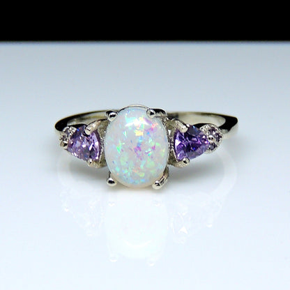 Celia Fire Opal Ring Purple Engagement Womens Ginger Lyne Collection