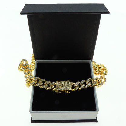 Gold Cuban Link Chain Necklace Iced Out Hip Hop Men Women Ginger Lyne Collection - 24 Inch Gold