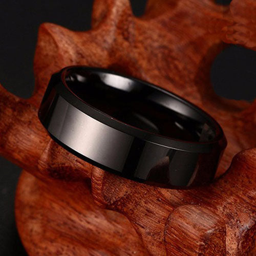 8mmWeddingBandRingWomensMensBlackStainlessSteelGingerLyneCollection_Black-3