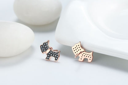 Scottie Dog Bone Earring Necklace Set for Girls and Women Sterling Silver Ginger Lyne Collection