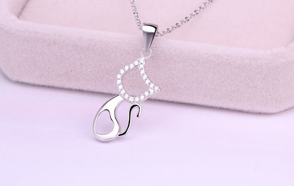 Simon Kitty Cat Pendant Necklace Sterling Silver Cz Girls Ginger Lyne Collection