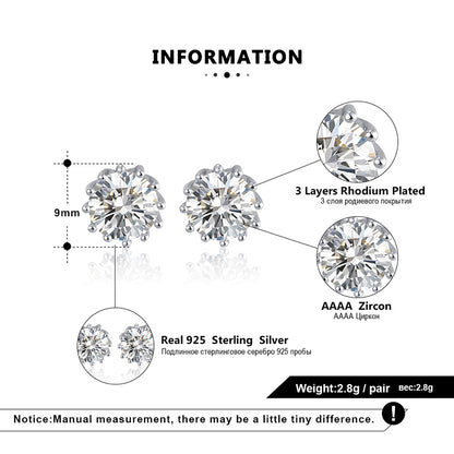 Crown Stud Earrings 8mm Round Cz Sterling Silver Womens by Ginger Lyne Collection - Rose Gold