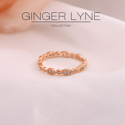 EternityWeddingBandforWomenCubicZirconiaSterlingSilverStackingRingsGingerLyneCollection_Scallop-RoseGold-2