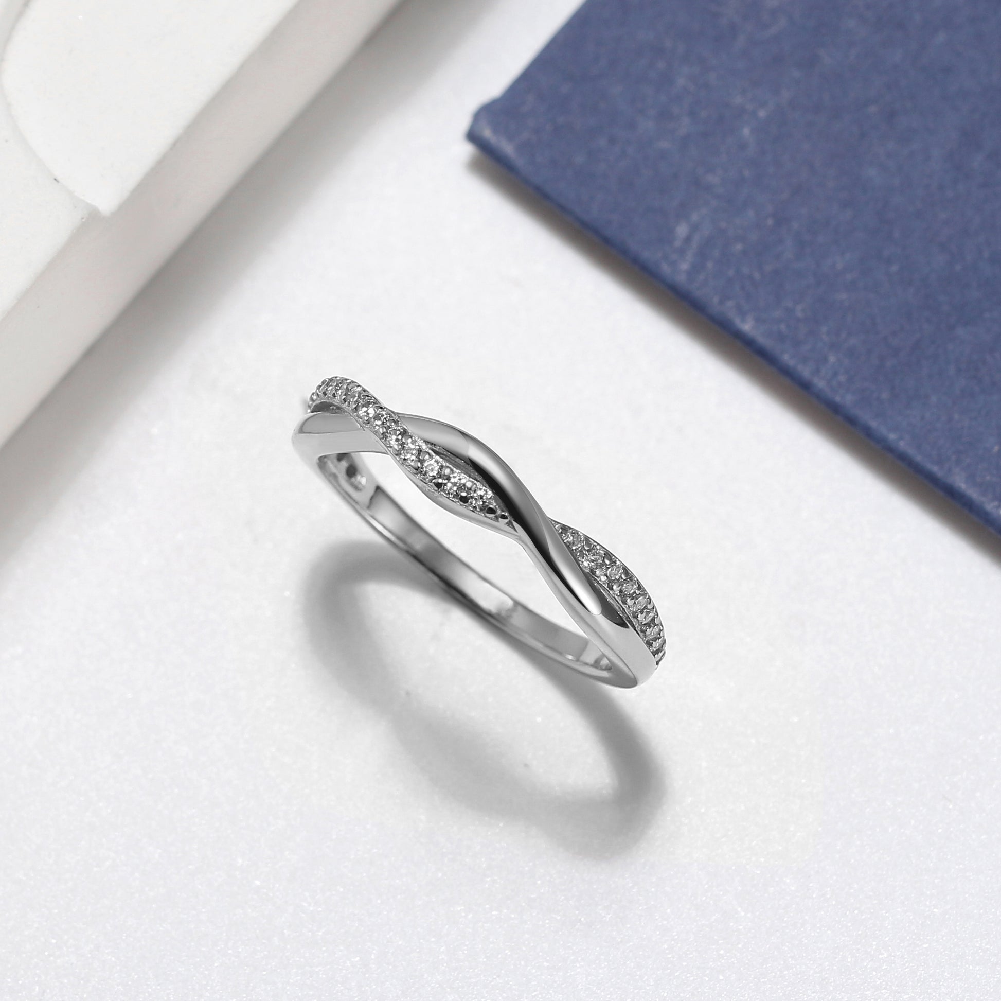 SterlingSilverRoseGoldWeddingBandforWomenHalfEternityCzAnniversaryRingbyGingerLyneCollection_WhiteGold-Silver-4