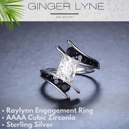 RaylynnEngagementRingSilverBlackCzEmeraldCutWomensGingerLyneCollection_Black-4