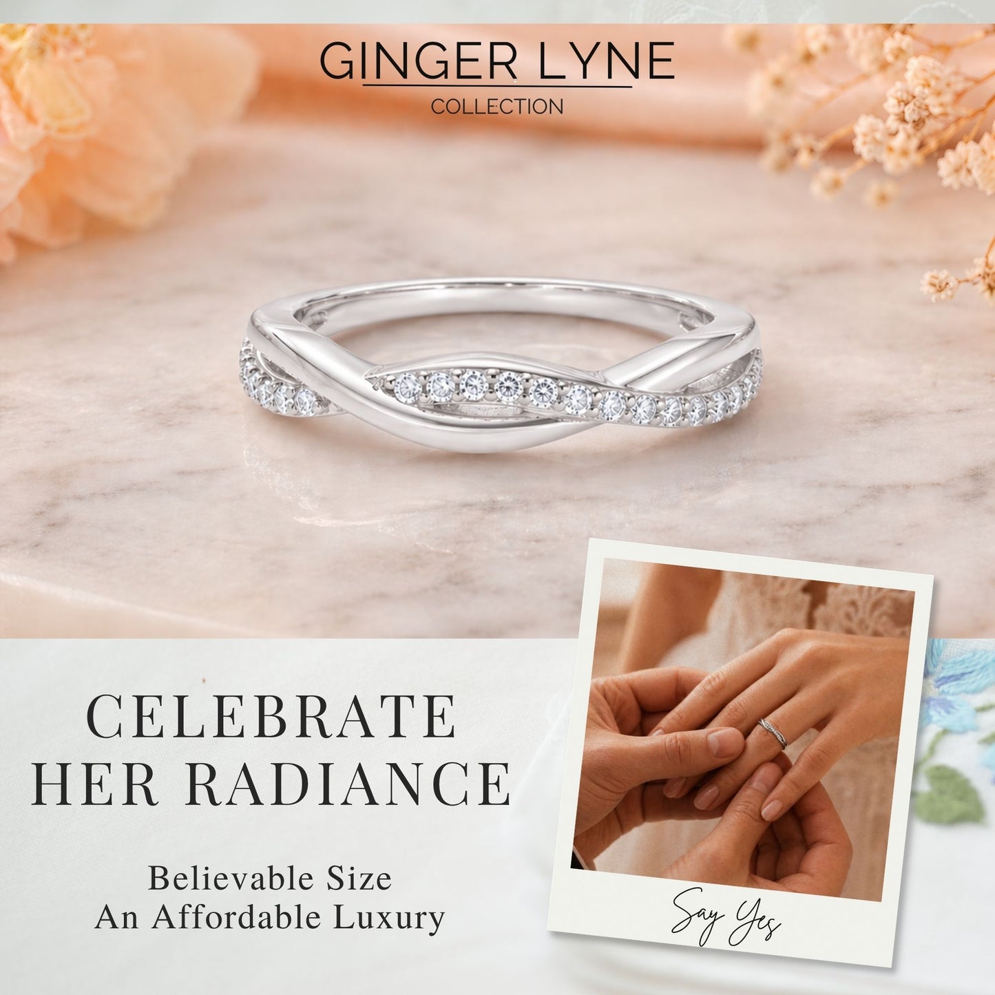 QueenaSterlingSilverWeddingBandforWomenHalfEternityCzAnniversaryRingbyGingerLyneCollection_Silver-4