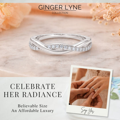 QueenaSterlingSilverWeddingBandforWomenHalfEternityCzAnniversaryRingbyGingerLyneCollection_Silver-4