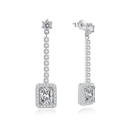 Halo Dangle Earrings for Women Sterling Silver Clear CZ Ginger Lyne Collection - Clear
