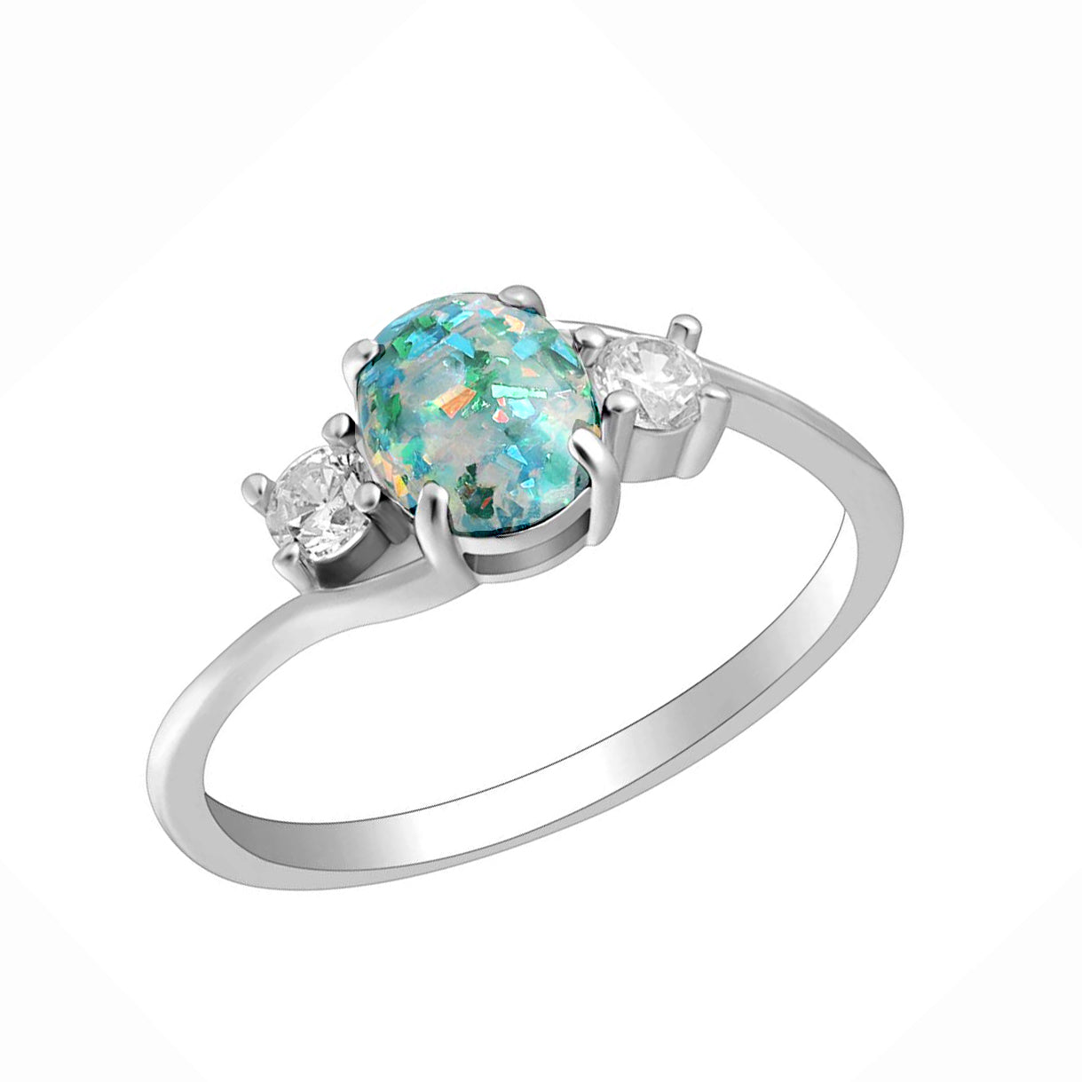 Arlette Simulated Fire Green Opal Ring Womens Engagement Ginger Lyne Collection - Green,11