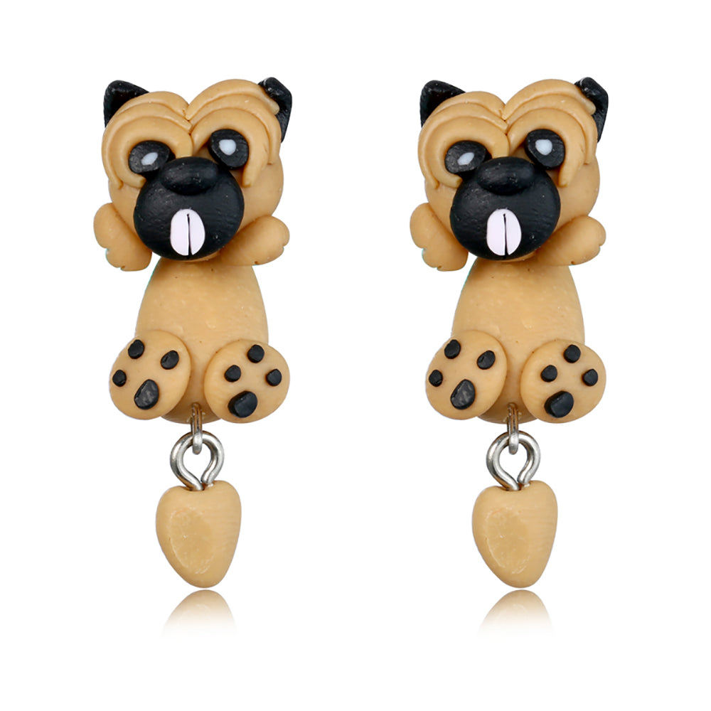 Brown Puppy 3D Dog Dangle Earrings for Girls Ginger Lyne Collection