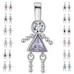 Load image into Gallery viewer, Baby Birthstone Pendant Charm by Ginger Lyne, Girl June Lt Purple Cubic Zirconia Sterling Silver - Girl June
