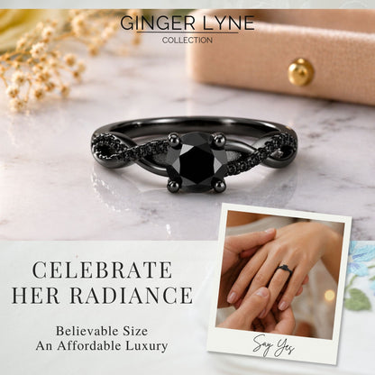 QueenaSolitiareBlackEngagementRingforWomenSterlingSilverCZGingerLyneCollection_BlackBlackStones-3
