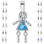 Load image into Gallery viewer, Baby Birthstone Pendant Charm by Ginger Lyne, Girl December Blue Cubic Zirconia Sterling Silver - Girl December

