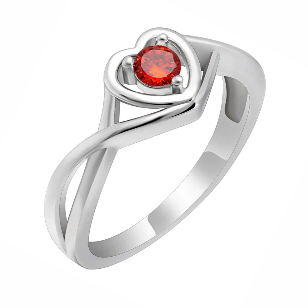 Christine Engagement Ring for Women Promise Heart Birthstone Cz Sterling Silver by Ginger Lyne