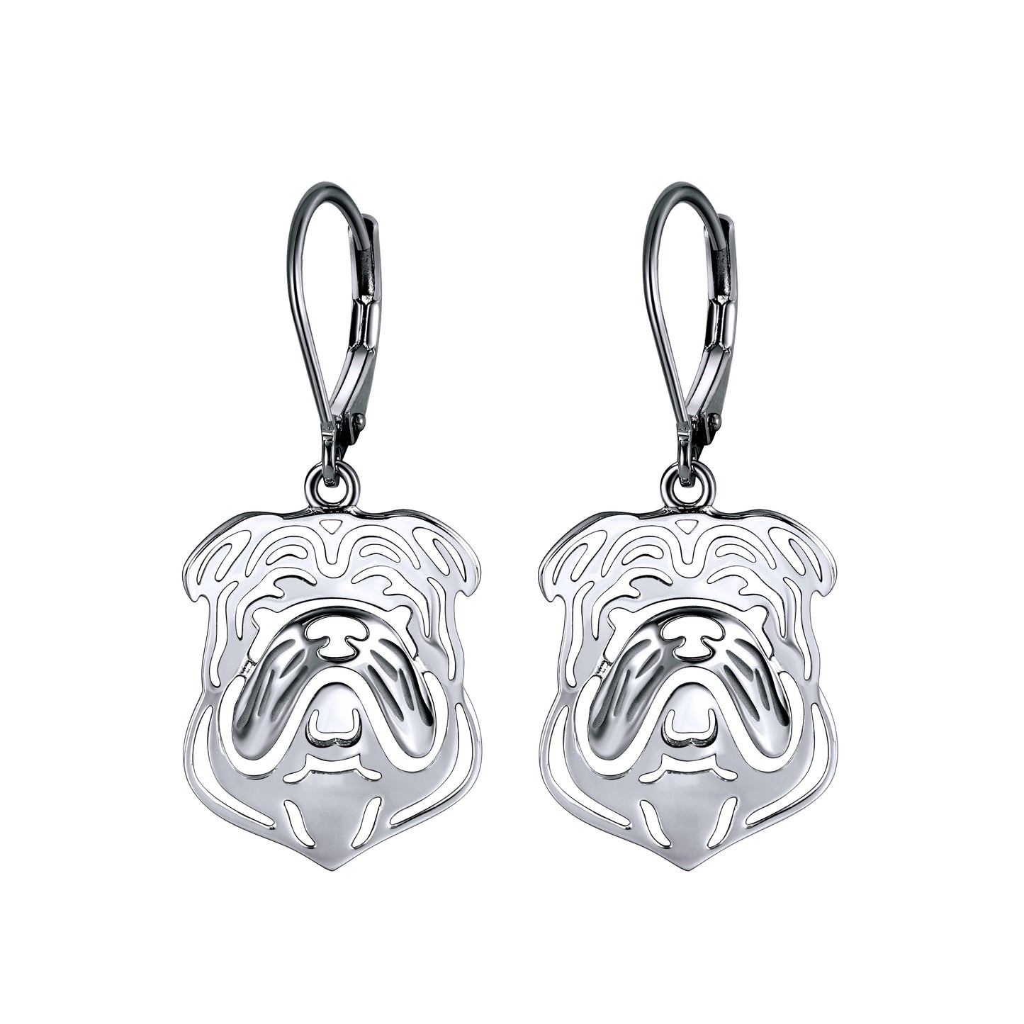 Bulldog Dog Necklace, Earrings, or Set for Women Sterling Silver Ginger Lyne Collection - Dog Set