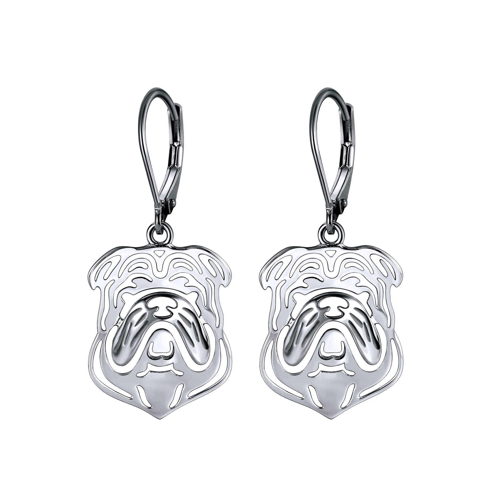 Bulldog Dog Necklace, Earrings, or Set for Women Sterling Silver Ginger Lyne Collection - Dog Set