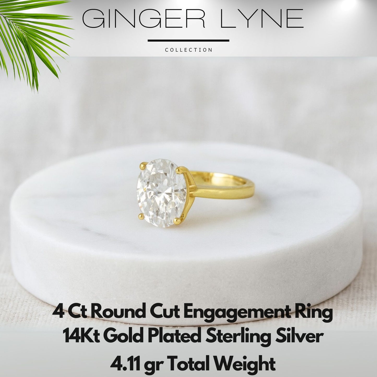 Solitaire4CtRoundCutEngagementRingforWomenSterlingSilver8ACZGingerLyneCollection_GoldTone-7