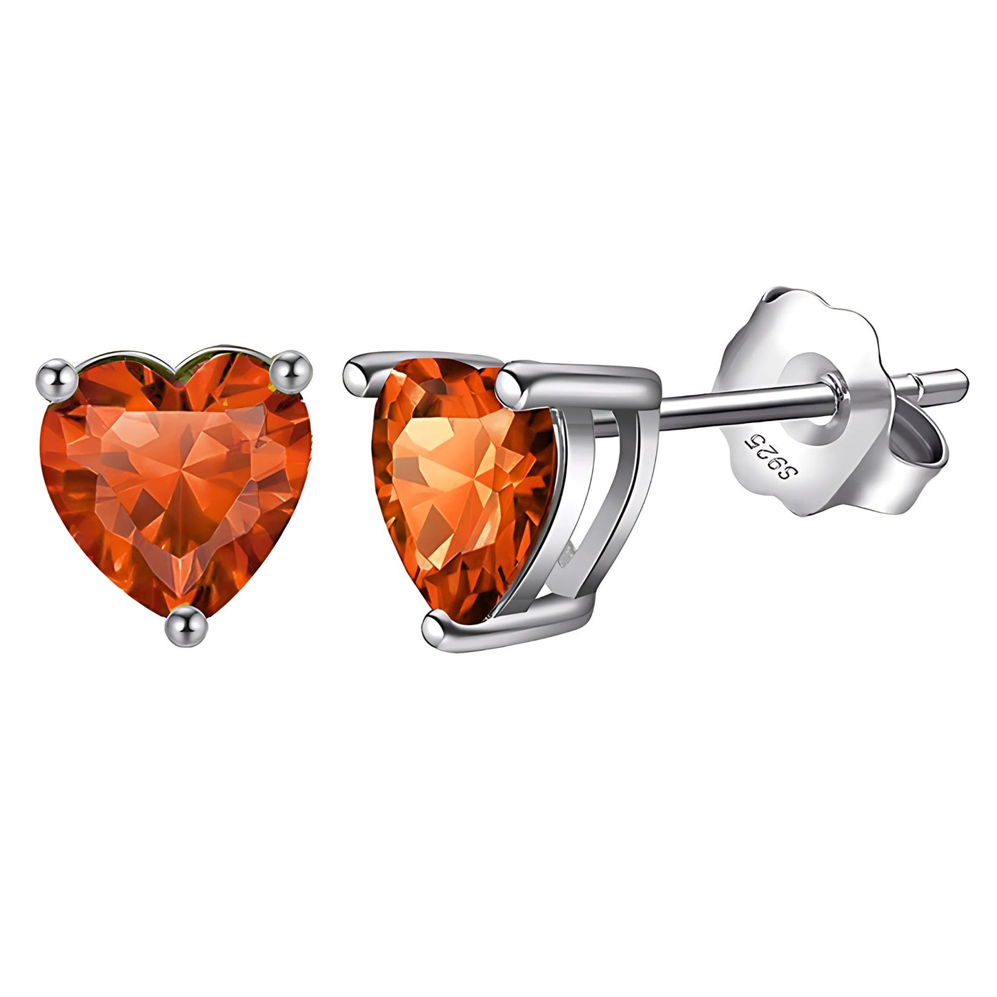 Birthstone Heart Earrings for Women by Ginger Lyne 6mm CZ Solitaire Stud Earrings Sterling Silver