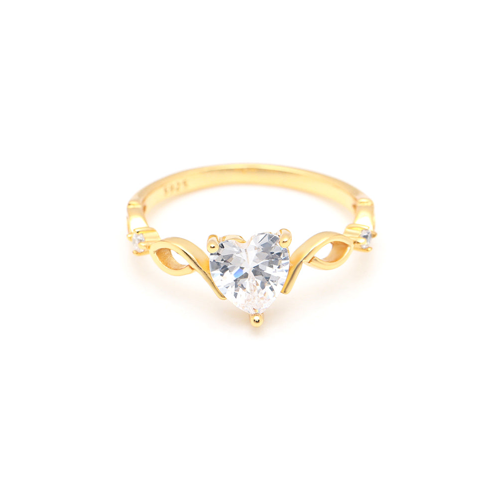 Allie Engagement Ring for Women by Ginger Lyne Collection  Cz Heart Gold Sterling Silver