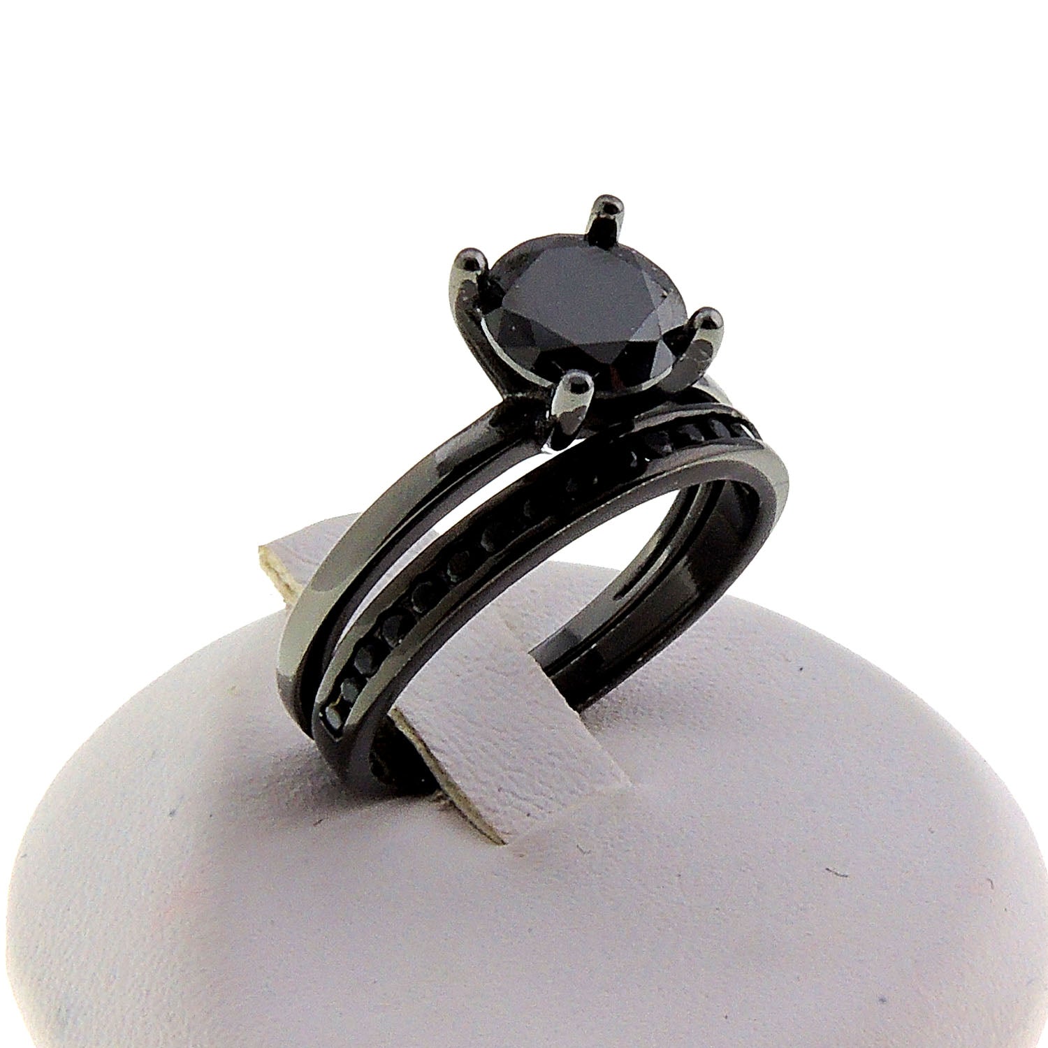 EnvyBridalSetSolitaireSilver1.25CtEngagementWomensGingerLyneCollection_Black/BlackSet-4