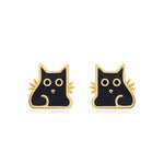 Load image into Gallery viewer, Black Cat Stud Earrings for Women Gold Sterling Silver Girls Ginger Lyne Collection - Earrings Only
