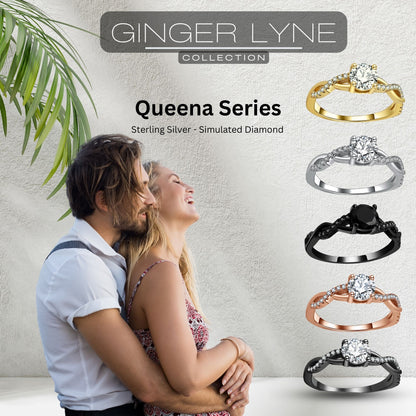 QueenaWeddingRingSetAnniversaryBandEngagementRingforWomenBlackSterlingCzGingerLyneCollection_RhodiumBlack-Clear-3