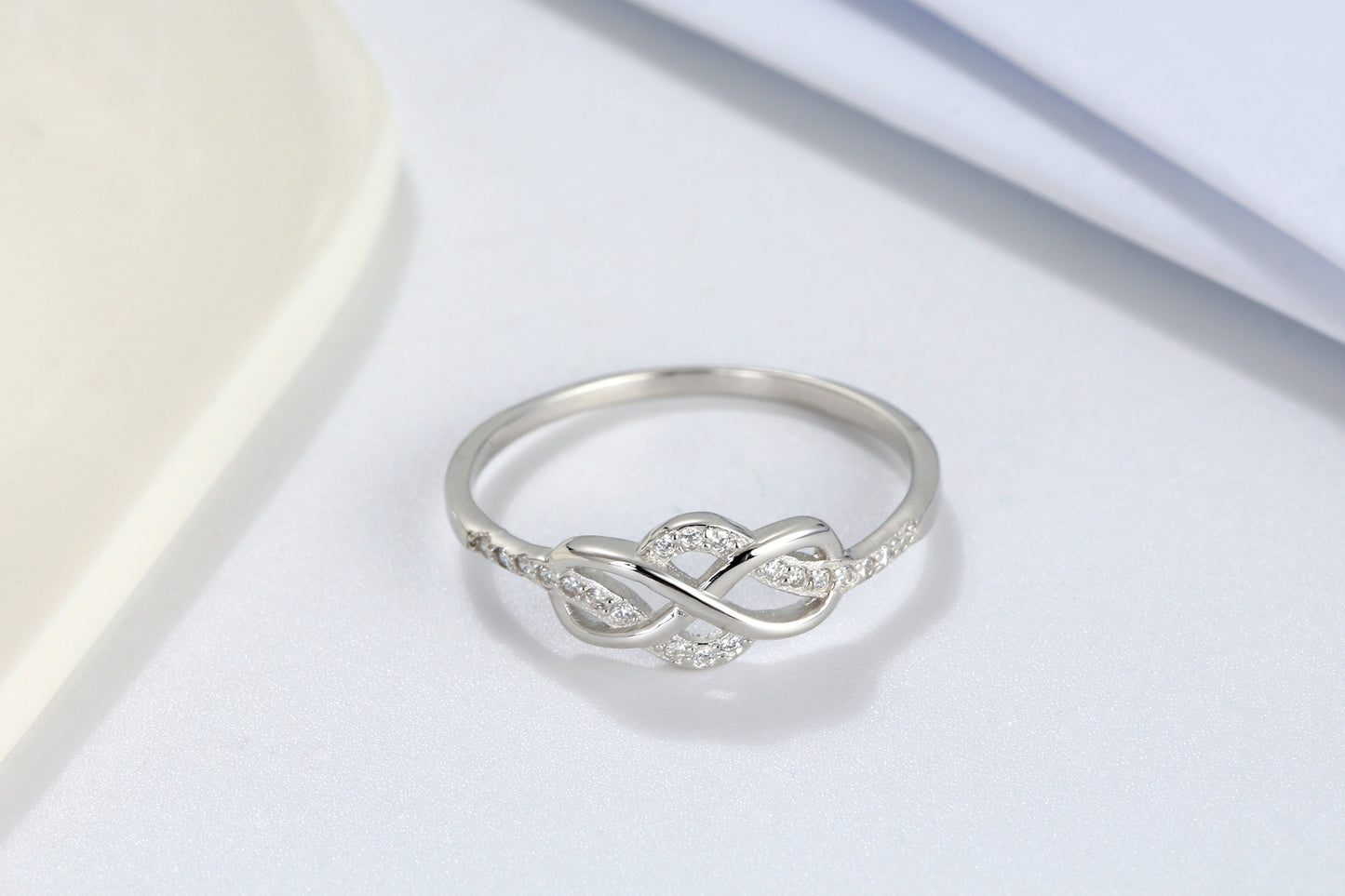 Infinity Promise Ring Sterling Silver Clear Cubic Zirconia Ginger Lyne Collection