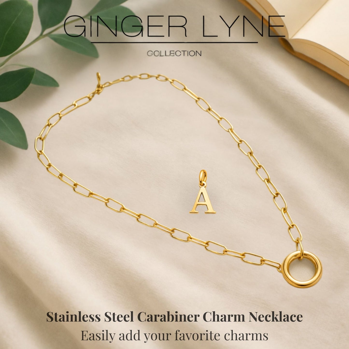 PaperclipLinkCircleCarabinerIntialLetterCharmHolderNecklaceforWomenStainlessSteel20"GingerLyne_Gold-3