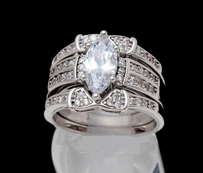 AdoraWeddingRingSetforWomenEngagementRing2MatchingBandCubicZirconiaBlackHaloGingerLyneCollection_Silver-4
