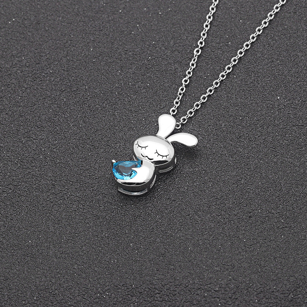 BunnyLoveNecklaceSterlingSilverHeartBlueCzWomensGingerLyneCollection_Blue-5