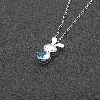 BunnyLoveNecklaceSterlingSilverHeartBlueCzWomensGingerLyneCollection_Blue-5