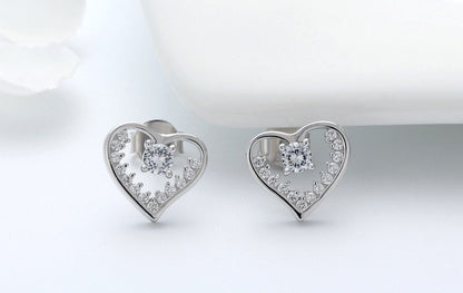 Heart Stud Earrings for Women Sterling Silver Cubic Zirconia Ginger Lyne Collection