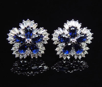 Camran Blue or Red Stud Earrings Cubic Zirconia Ginger Lyne Collection