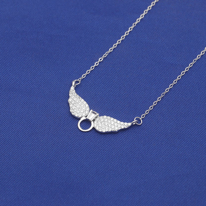 Angel Wings Sterling SilverWomens Cz Pendant Necklace by Ginger Lyne Collection