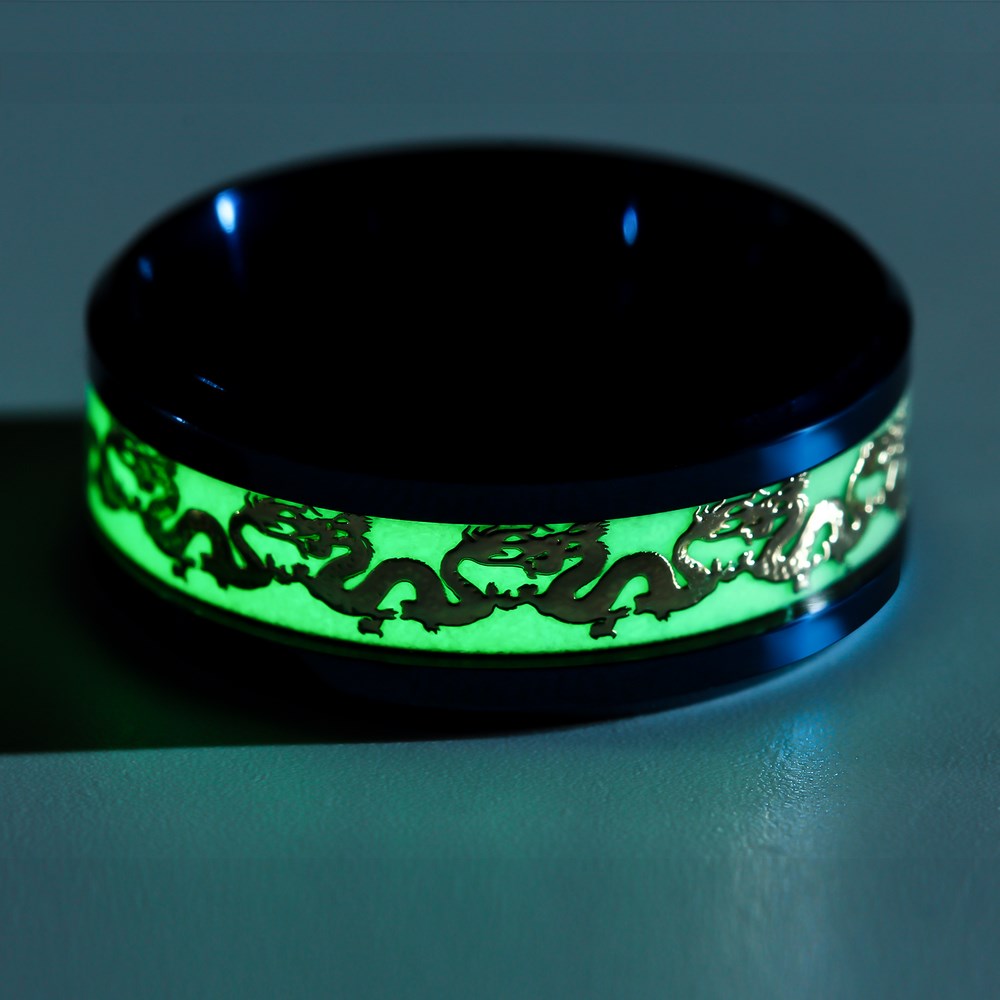 GlowinDarkDragonBlackSteelWeddingBandRingMenWomenGingerLyneCollection_Black-2