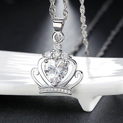 Crown Pendant Chain Necklace for Women Sterling Silver Clear Cubic Zirconia Ginger Lyne Collection