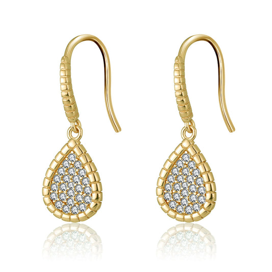 Teardrop Dangle Hook Earrings for Women Pave Cz Sterling Silver Ginger Lyne Collection