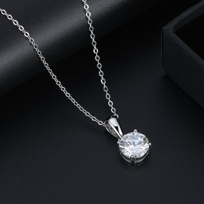 Solitaire Birthstone Necklace for Women Cz Sterling Silver Ginger Lyne Collection - April-clear